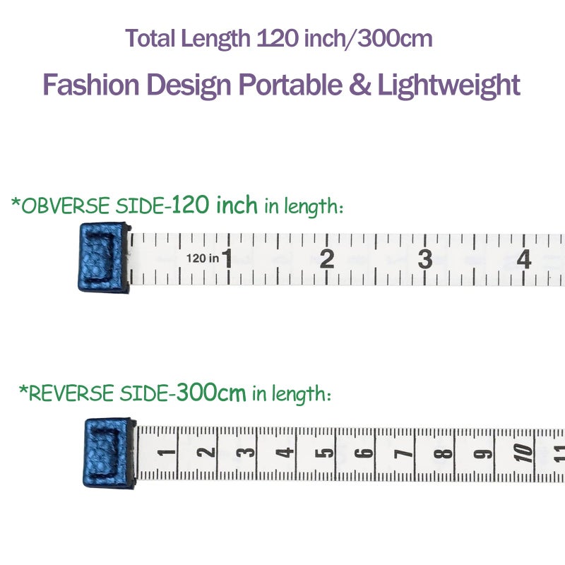 WAISTMEUP Tape Measure for Body Measuring Tape Double Scale Body Sewing Flexible Ruler for Medical Body Measurement Tailor Craft Ruler, Retractable Key Chain Mini Tape Measure 120 Inches/300cm (Royal Blue) - Image 5