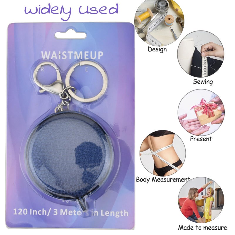 WAISTMEUP Tape Measure for Body Measuring Tape Double Scale Body Sewing Flexible Ruler for Medical Body Measurement Tailor Craft Ruler, Retractable Key Chain Mini Tape Measure 120 Inches/300cm (Royal Blue) - Image 4
