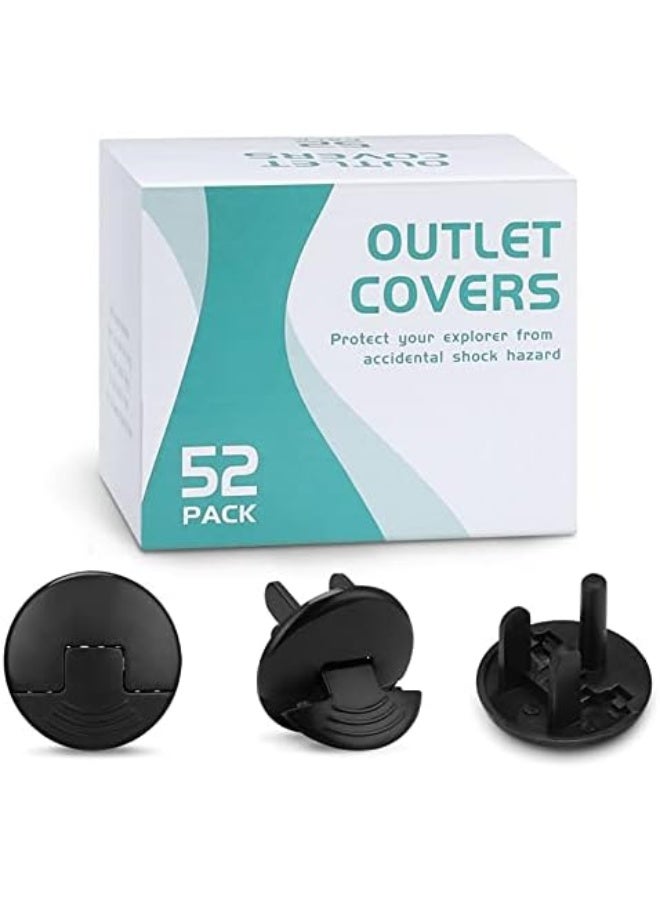PRObebi 52 Pack Black Safety Outlet Covers Baby Proofing, Electrical Socket Outlet Plugs 3-Prong Child Proof for Kids House - Image 1