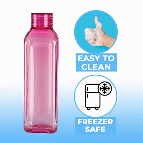 Kuber Industries Square BPA Free Plastic Water Bottles | Unbreakable, Leak Proof, 100% Food Grade Plastic | For Kids & Adults | Refrigerator Plastic Bottle Set of 6 | Multicolours - Image 2