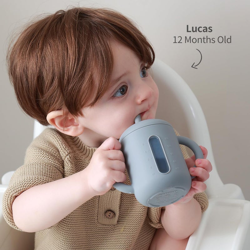 SAMiGO Silicone Sippy Cup, Baby Straw Cup for 6 12 18 Months, Sippy Cup with Straw for Toddlers 1-3 Years, Baby Water Cup for Drinking and Training, 6 oz - Image 5