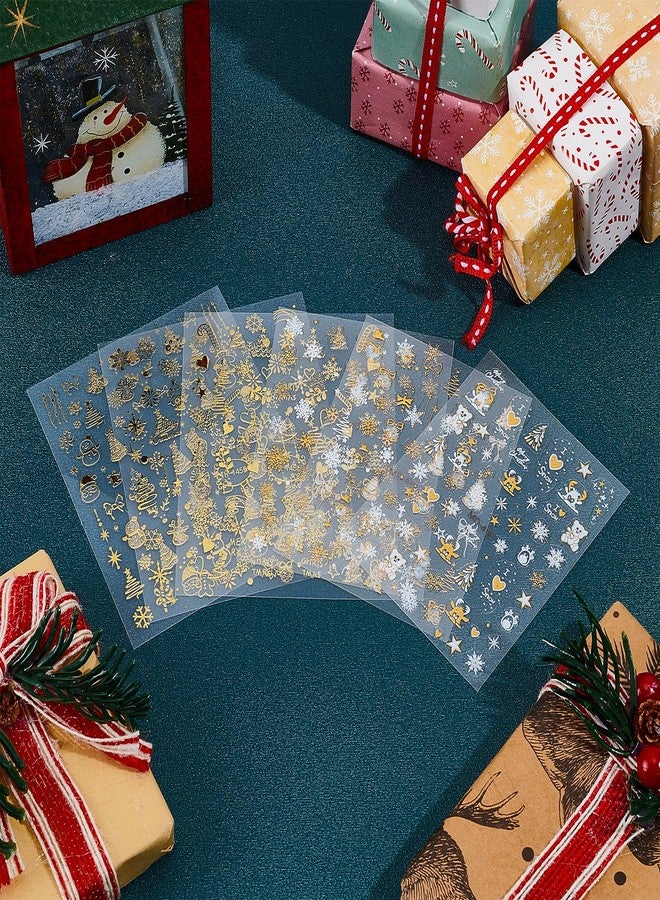 NICENEEDED 6 Sheets Christmas Nail Stickers, Gold Xmas Nail Art Decals 5D Embossed Nail Design Christmas Tree Snowman Nail Art Stickers, Self Adhesive Nail Supplies Winter Nail Decorations for Women - Image 5