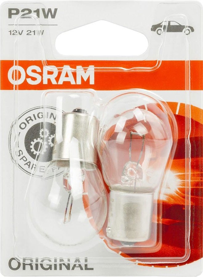 OSRAM أوسرام خط أصلي 12 فولت P21W ضوء هالوجين مساعد 7506-02B، عبوة مزدوجة - Image 1