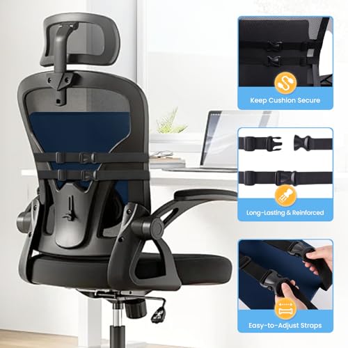 SweetSlubr Lumbar Support Pillow for Office Chair, Car Seats and Home Desks, Ergonomic Back Support with Double Adjustable Straps, Machine Washable Cover, Gray - Image 5