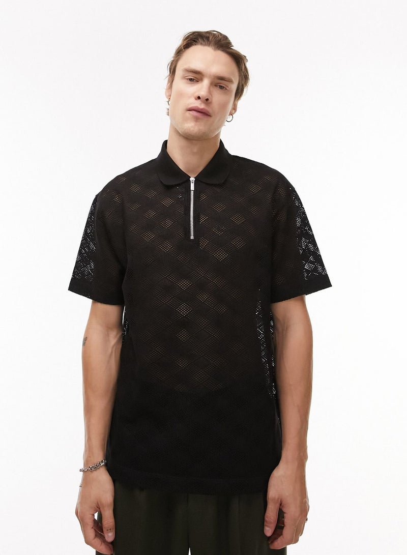 TOPMAN Oversized Diamond Polo - Image 1