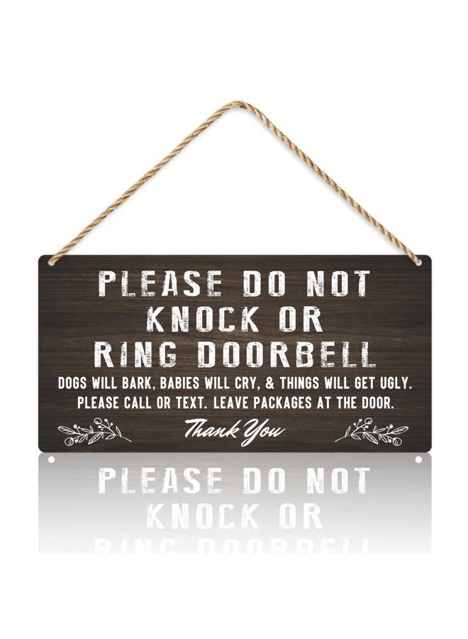 LUHIMO Do Not Knock Baby Sleeping Sign for Front Door, Double-sided PVC Rustic Please Do Not Ring Doorbell No Soliciting Hanging Sign for Home, House, Office, Business - Image 1