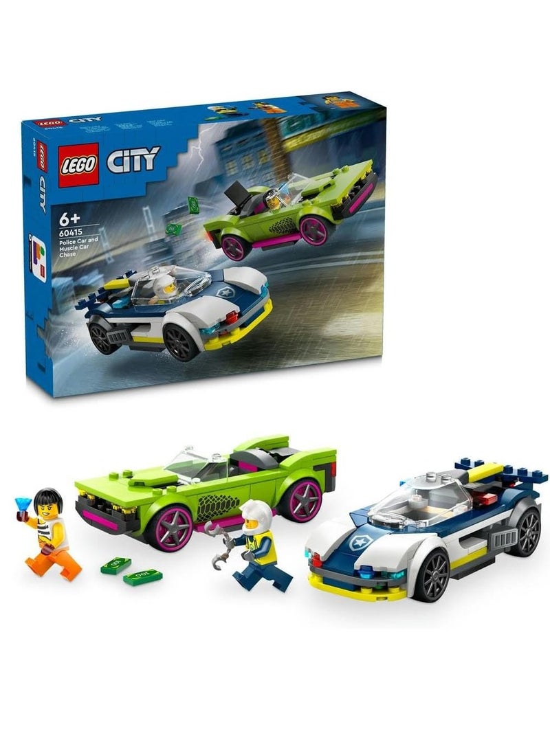 LEGO - Lego City Police Car And Muscle Car Chase Set 60415 Building Blocks Toy Car Set; (213 Pieces) - Image 1