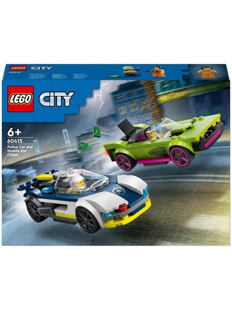 LEGO - Lego City Police Car And Muscle Car Chase Set 60415 Building Blocks Toy Car Set; (213 Pieces) - Image 1