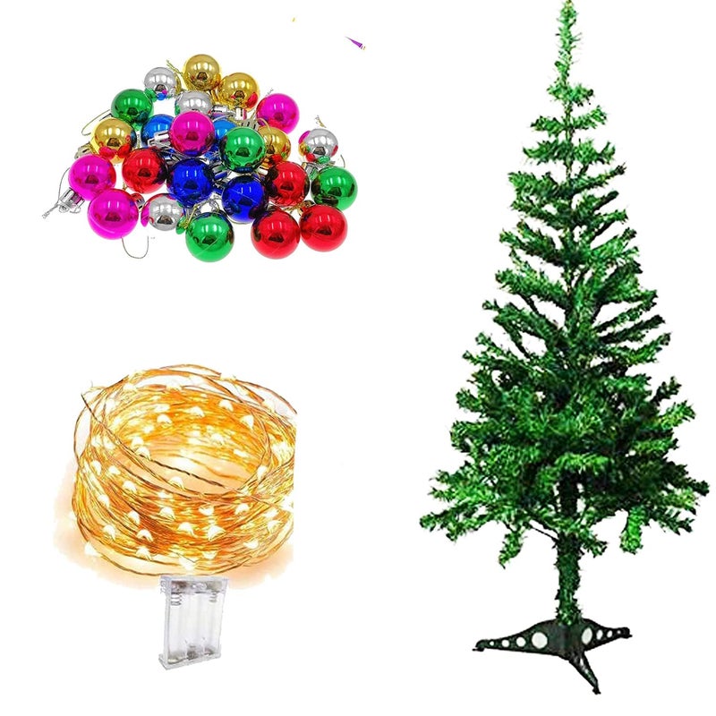 Partunay 3 FtFeet Christmas Xmas Tree with 24 Multi Balls and 1 Led Light String Christmas Decoration Items Christmas Xmas Tree Decoration Outdoor and Indoor