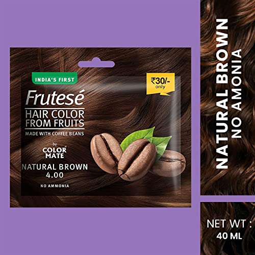 Color Mate “Frutesé Hair Color From Fruits (40 ml/Sachet) || Fruits - based hair color with conditioning formula || No Ammonia || (Natural Brown, 8) - Image 5