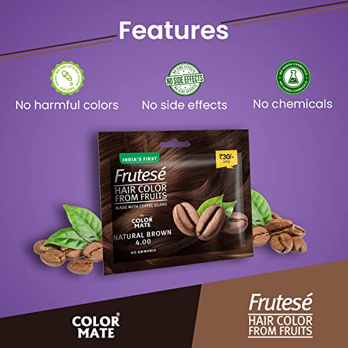 Color Mate “Frutesé Hair Color From Fruits (40 ml/Sachet) || Fruits - based hair color with conditioning formula || No Ammonia || (Natural Brown, 8) - Image 4