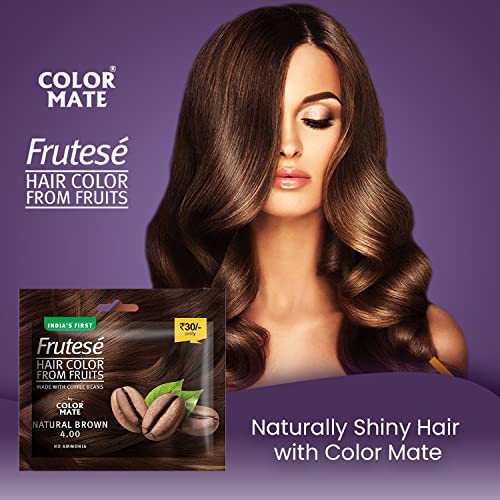 Color Mate “Frutesé Hair Color From Fruits (40 ml/Sachet) || Fruits - based hair color with conditioning formula || No Ammonia || (Natural Brown, 8) - Image 2