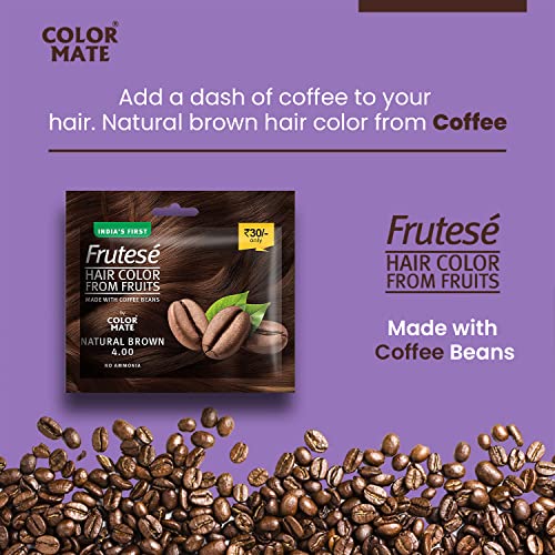 Color Mate “Frutesé Hair Color From Fruits (40 ml/Sachet) || Fruits - based hair color with conditioning formula || No Ammonia || (Natural Brown, 8) - Image 3