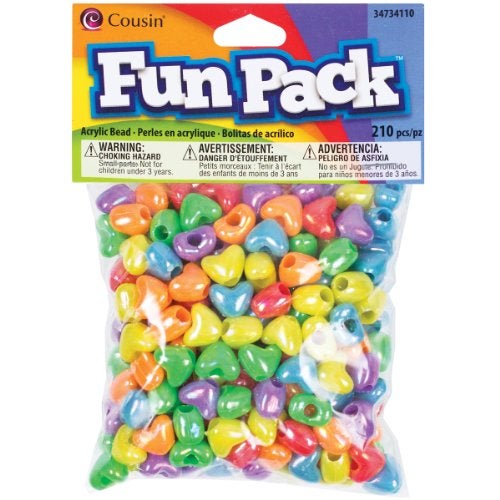 Cousin DIY Fun Pack Acrylic Heart Beads 210/Pkg-Assorted, Assorted Colors - Image 1