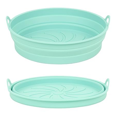 SHFTI Silicone Basket for Hot Air Fryer Double Layer NonStick Air Fryer MultiPurpose Air Fryer Silicone Pot and Basket for Instant Air Fryer Sky Blue