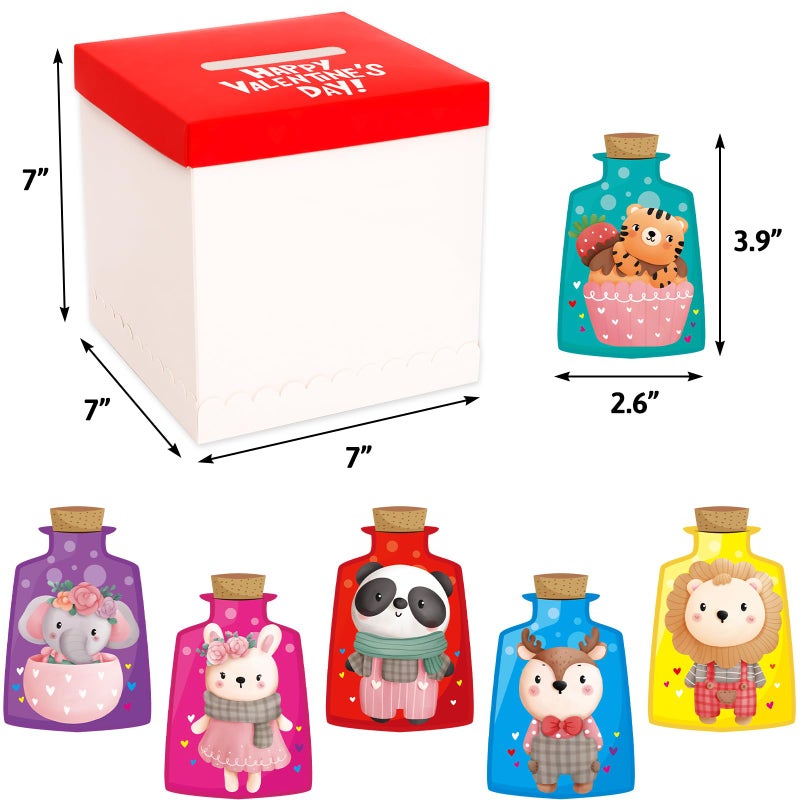 WorldBazaar Valentines Day Cards and Coloring Box for Kids DIY Mailbox Crafts Valentineâ€™s Day Exchange Gift Classroom School Party Activities Game Valentine craft Kit Cute Animals 36 Pack - Image 2