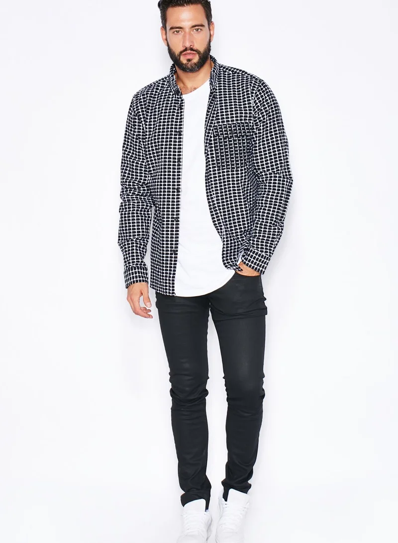 Humor Delmore Check Print Slim Fit Shirt