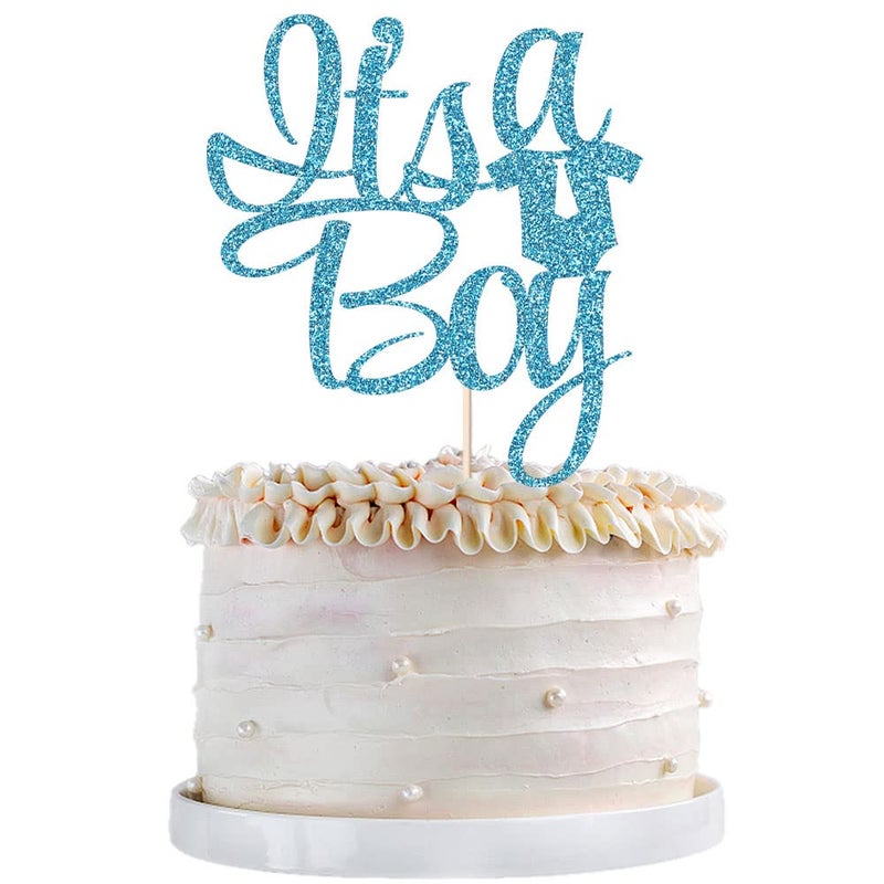 Qertesl Its A Boy Cake TopperBlue flash Cake TopperWelcome Baby Boy Cake Topper for Baby ShowerGender Reveal 1st Birthday Party Decorations Supplies blue - Image 3