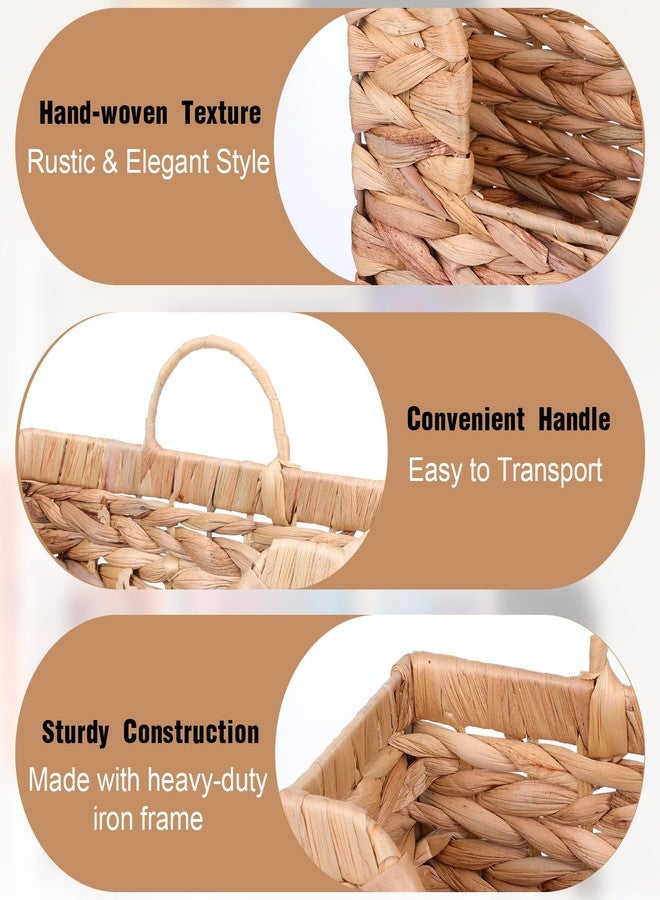 ولهيف حامل مجلات معلق منسوج من WLLHYF، سلة تخزين من نبات زهرة النيل، منظم من الخوص مثبت على الحائط، رف كتب عصري بنمط بوهيمي ريفي مع مقبض، حامل ملفات وصحف وبريد للمنزل والمكتب - Image 3