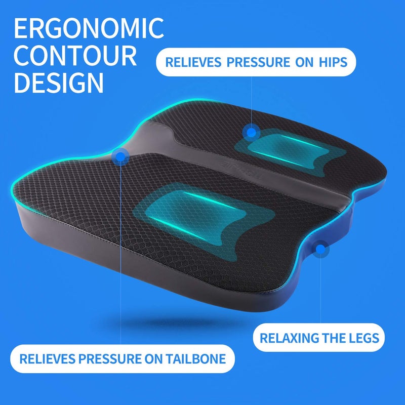 LARROUS Car Seat Cushion - Comfort Memory Foam Seat Cushion for Car Seat Driver, Tailbone (Coccyx) Pain Relief, Car Seat Cushions for Driving (Black) - Image 4