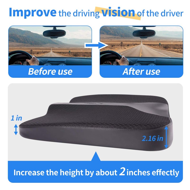LARROUS Car Seat Cushion - Comfort Memory Foam Seat Cushion for Car Seat Driver, Tailbone (Coccyx) Pain Relief, Car Seat Cushions for Driving (Black) - Image 2