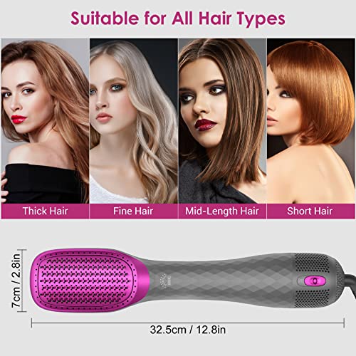 APOKE 3 in 1 Hair Dryer Brush Professional 1200W Powerful Ceramic Tourmaline 3 Heat/2 Speed Settings One Step Hair Dryer and Styler (Gray) - Image 2