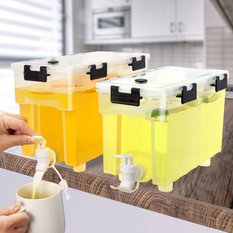 COHOMA 2.5 Gallon Drink Dispenser For Fridge,Beverage Dispenser With Spigot. Milk,Lemonade Dispenser,Juice Containers With Lids For Parties And Dairly Use,100% Sealed And Filter screenï¼ˆ1+1.5ï¼‰Gallon - Image 1