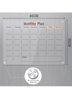 Generic Clear Acrylic Colored Monthly Calendar, Magnetic Dry Erase Fridge Calendar Monthly Weekly Fridge Calendar And Today'S List, Fridge Magnets With Back Magnets Home Message Notepad Hanging Display Board  - Image 2