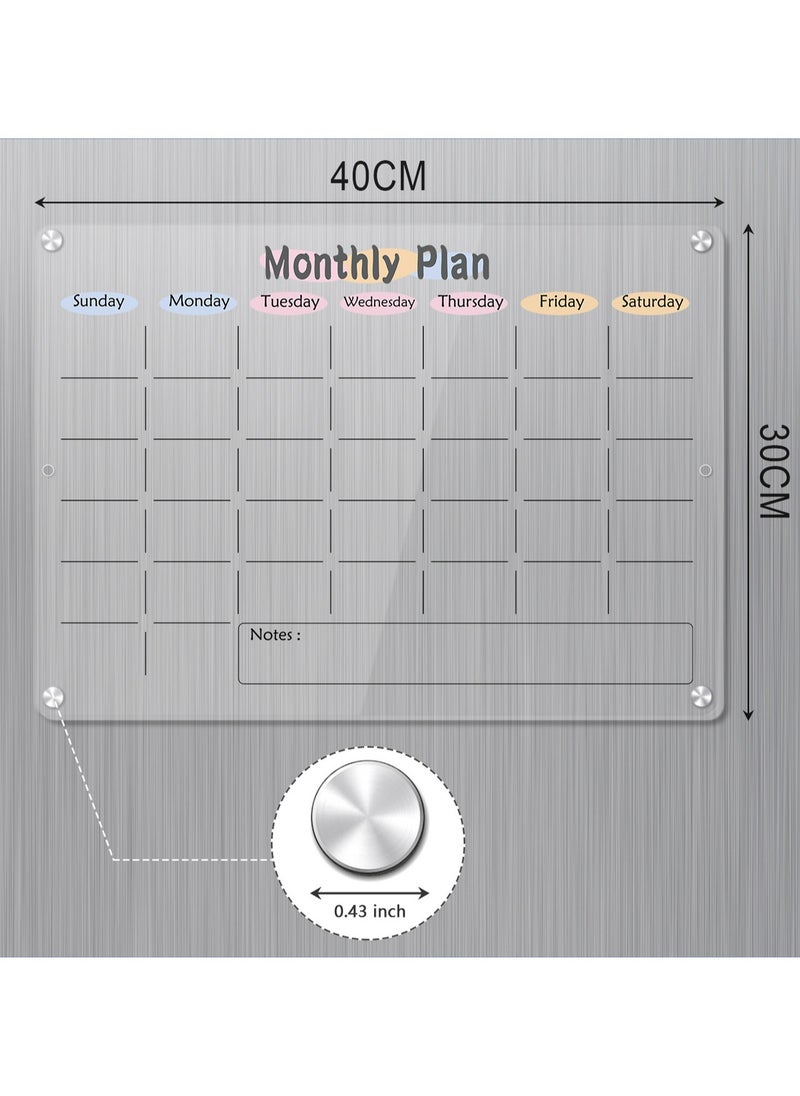 Generic - Clear Acrylic Colored Monthly Calendar, Magnetic Dry Erase Fridge Calendar Monthly Weekly Fridge Calendar And Today'S List, Fridge Magnets With Back Magnets Home Message Notepad Hanging Display Board - Image 1
