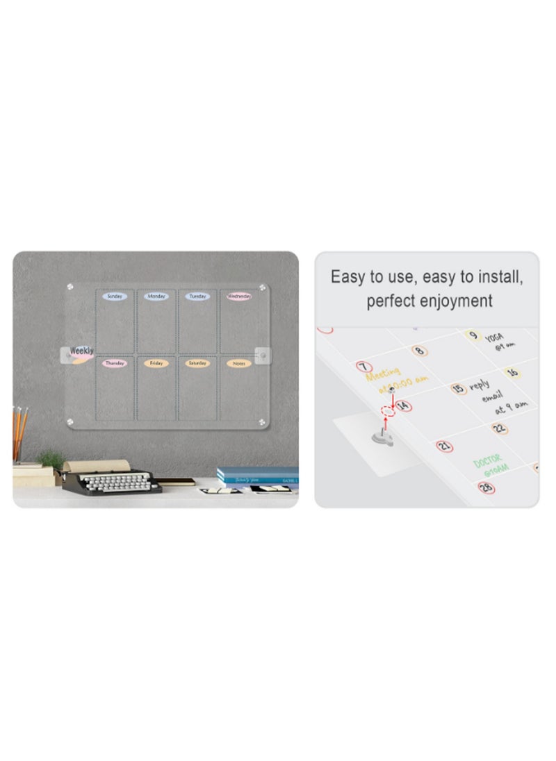 Generic - Clear Acrylic Colored Monthly Calendar, Magnetic Dry Erase Fridge Calendar Monthly Weekly Fridge Calendar And Today'S List, Fridge Magnets With Back Magnets Home Message Notepad Hanging Display Board - Image 1