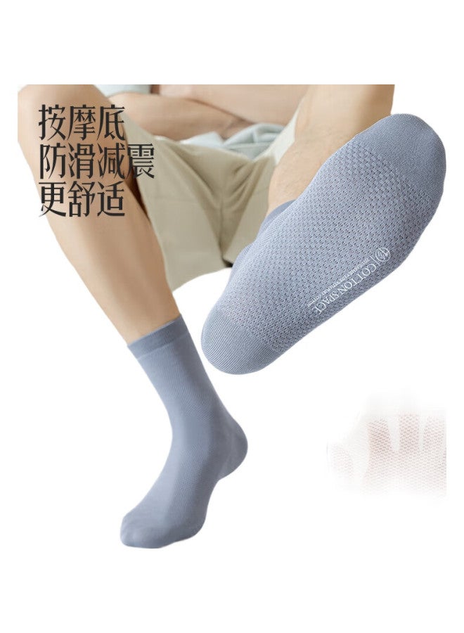 ZJZUE Cotton Socks For Men, 100% Cotton, Spring And Summer, Pure Cotton Mesh Mid-Calf Socks, Thin, Odor-Resistant, Sweat-Absorbing, Antibacterial Men'S Cotton Socks - Image 1