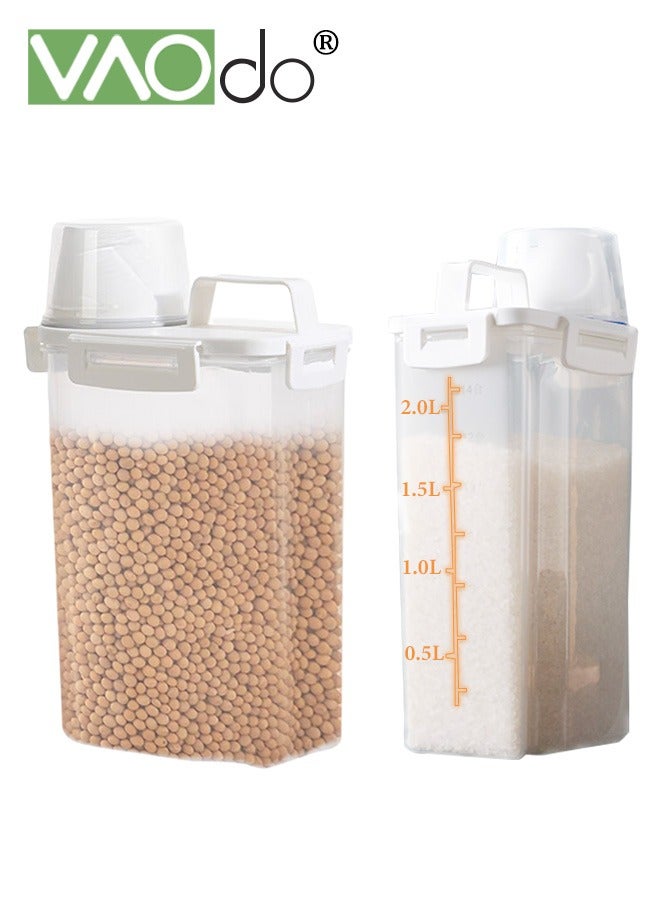 فاو دو حاوية تخزين أرز سعة 2.5 لتر، موزع دقيق حبوب محكم الإغلاق مع فوهة صب وكوب قياس، صندوق تخزين طعام جاف شفاف من البلاستيك للمطبخ، للحبوب والشوفان والوجبات الخفيفة وطعام الكلاب الأليفة - Image 1