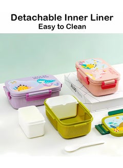 Twisoo Twisoo Kids Space Lunch Box and Water Bottle Combo Set - 1800ml Leakproof 3-Compartment Lunchbox with Spoon, BPA-Free Food Grade Plastic, 500ml Spillproof Water Bottle for School (Green)  - Image 3