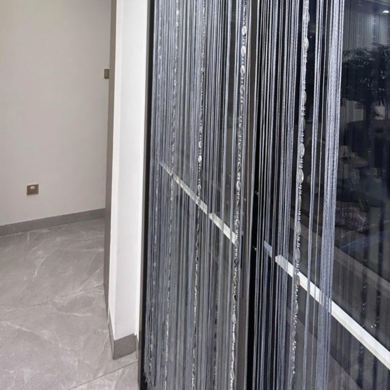 ave split 100cmX200cm Decorative Door String Curtain Beads Wall Panel Fringe Window Room Divider Blind for Wedding Coffee House Restaurant Parts Door Divider Beads Tassel Screen Decoration (silver25) - Image 5