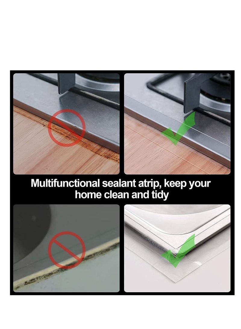 Self Adhesive Sealing Tape, Transparent Caulk Tape with Silicone Removal Scraper