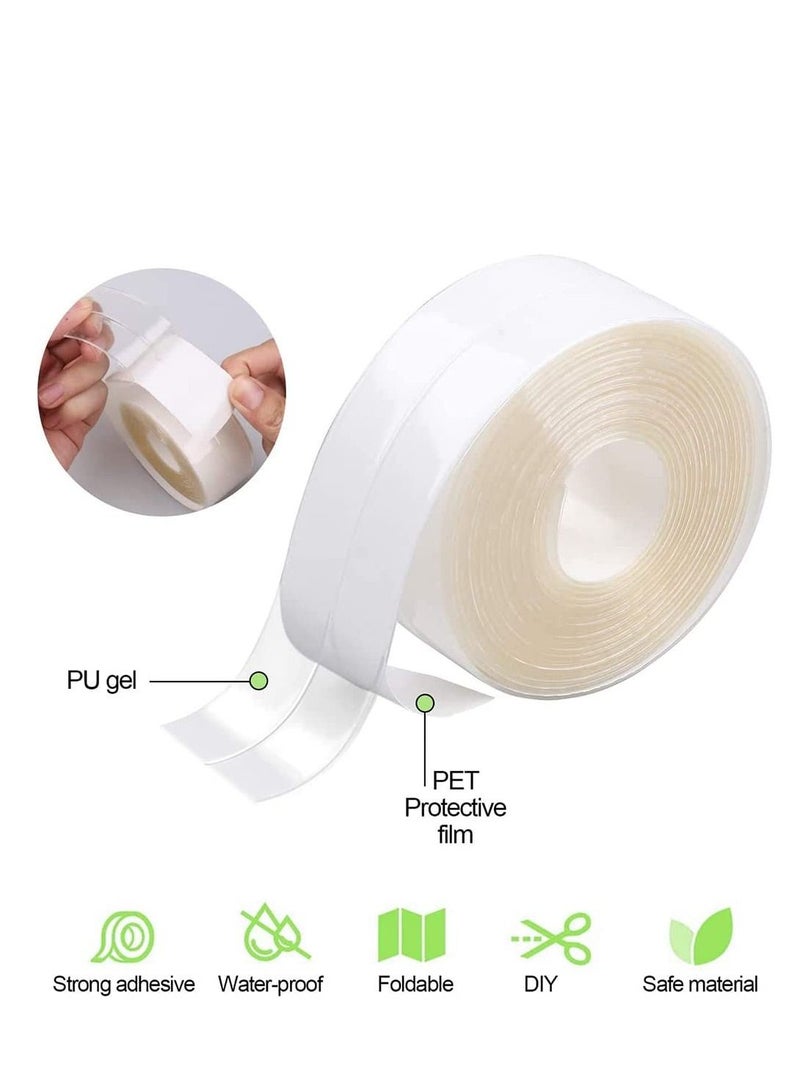 Self Adhesive Sealing Tape, Transparent Caulk Tape with Silicone Removal Scraper