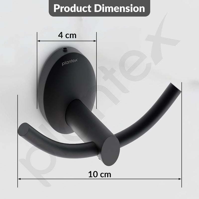 Plantex 304 Grade Stainless Steel Robe Hook for Hanging Clothes/Towel Hanger/Hooks for Bathroom/Living Room/Bathroom Accessories - Oreva (Black) - Image 3