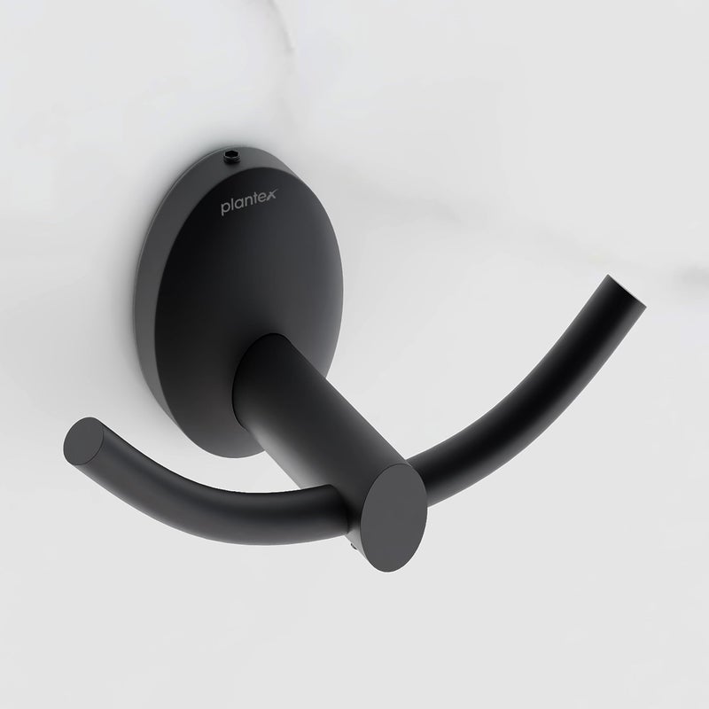 Plantex 304 Grade Stainless Steel Robe Hook for Hanging Clothes/Towel Hanger/Hooks for Bathroom/Living Room/Bathroom Accessories - Oreva (Black) - Image 1