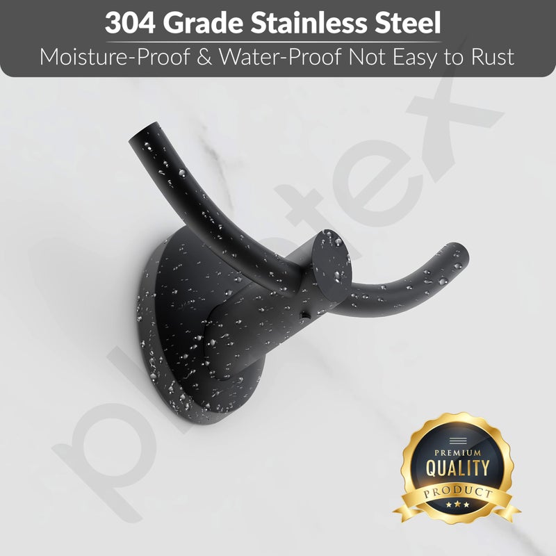 Plantex 304 Grade Stainless Steel Robe Hook for Hanging Clothes/Towel Hanger/Hooks for Bathroom/Living Room/Bathroom Accessories - Oreva (Black) - Image 4