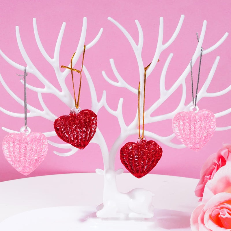 Bskifnn 12PCS Heart Ornaments for Valentine Crystal Glass Heart Shape Hanging Ornaments for Christmas Valentine's Anniversary Wedding Party Decoration - Image 4