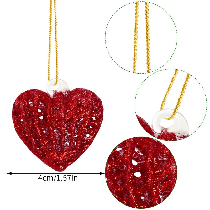 Bskifnn 12PCS Heart Ornaments for Valentine Crystal Glass Heart Shape Hanging Ornaments for Christmas Valentine's Anniversary Wedding Party Decoration - Image 3