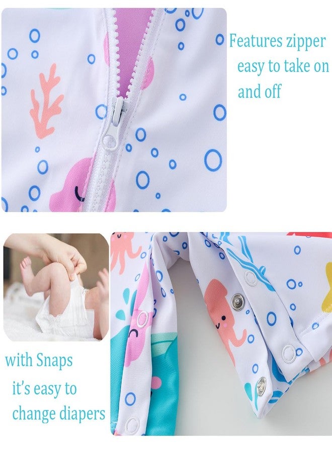 UMELOK Baby Girls Swimsuit UPF 50+ Sun Protection One Piece Bathing Suits with Hat (Light Pink, Whale, 12-18 Months) - Image 5