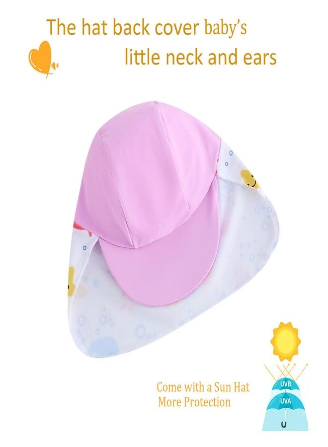 UMELOK Baby Girls Swimsuit UPF 50+ Sun Protection One Piece Bathing Suits with Hat (Light Pink, Whale, 12-18 Months) - Image 4