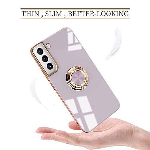 Tnarru Compatible for Samsung Galaxy S22 Plus Case with Ring Holder Kickstand [with Magnetic] Soft TPU Shockproof Electroplated Protective Phone Case for Galaxy S22+ 5G Purple - Image 2