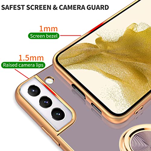 Tnarru Compatible for Samsung Galaxy S22 Plus Case with Ring Holder Kickstand [with Magnetic] Soft TPU Shockproof Electroplated Protective Phone Case for Galaxy S22+ 5G Purple - Image 3