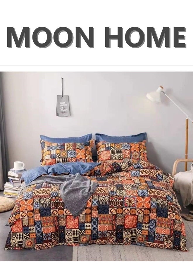 MOON HOME - King/Queen/Single size Soft and Breathable Microfiber Hypoallergenic Beautiful Design Duvet Cover Set ,set includes 1 Comforter Cover, 1 Fitted Bedsheet, 4 Pillowcases - Image 1