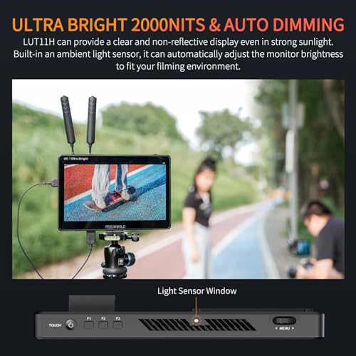 FEELWORLD LUT11H 101 Inch 2000nit Ultra Bright Camera Field DSLR Monitor with Touchscreen Waveform LUT F970 Install and Power Kit HDMI Input Output - Image 3
