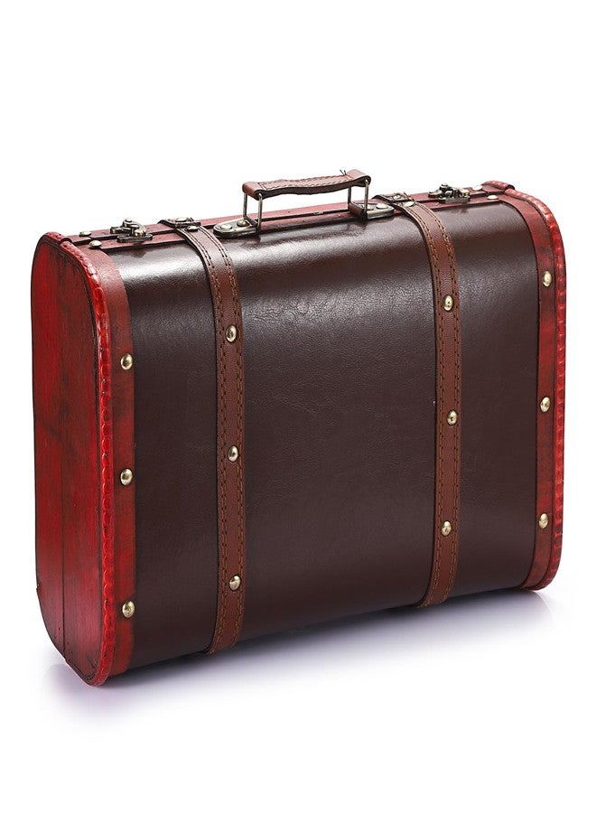 ELLDOO Vintage Wooden Storage Chest, Portable Decorative Luggage Suitcase, Vintage Red Treasure Chest Box, Pirate Keepsakes Box for Gifts, Chest Storage Box for Decor Storage Travel - Image 1