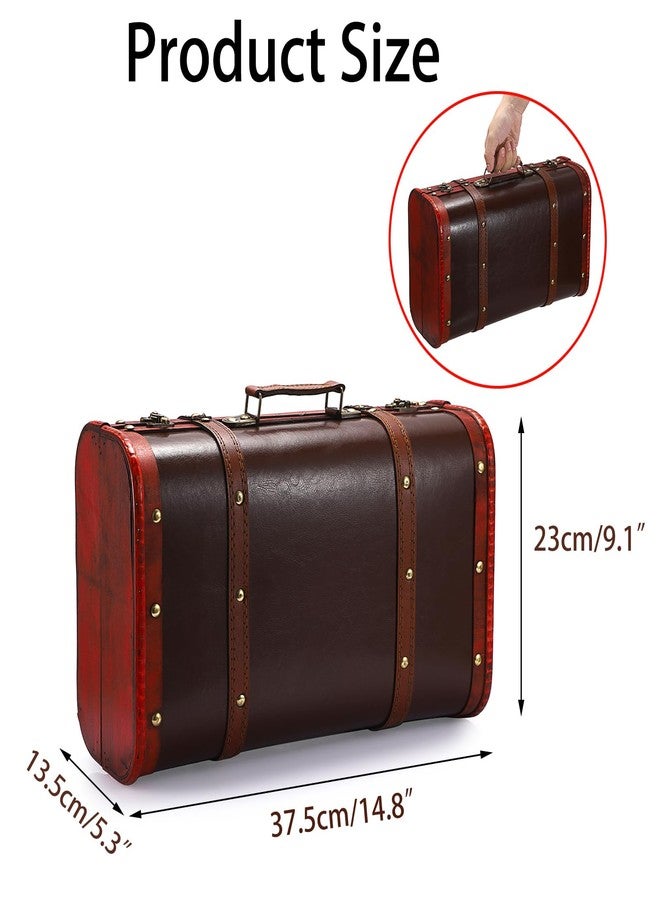 ELLDOO Vintage Wooden Storage Chest, Portable Decorative Luggage Suitcase, Vintage Red Treasure Chest Box, Pirate Keepsakes Box for Gifts, Chest Storage Box for Decor Storage Travel - Image 2