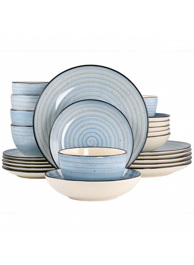 Elama Gia 24 Piece Round Stoneware Dinnerware Set in Light Blue - Image 1